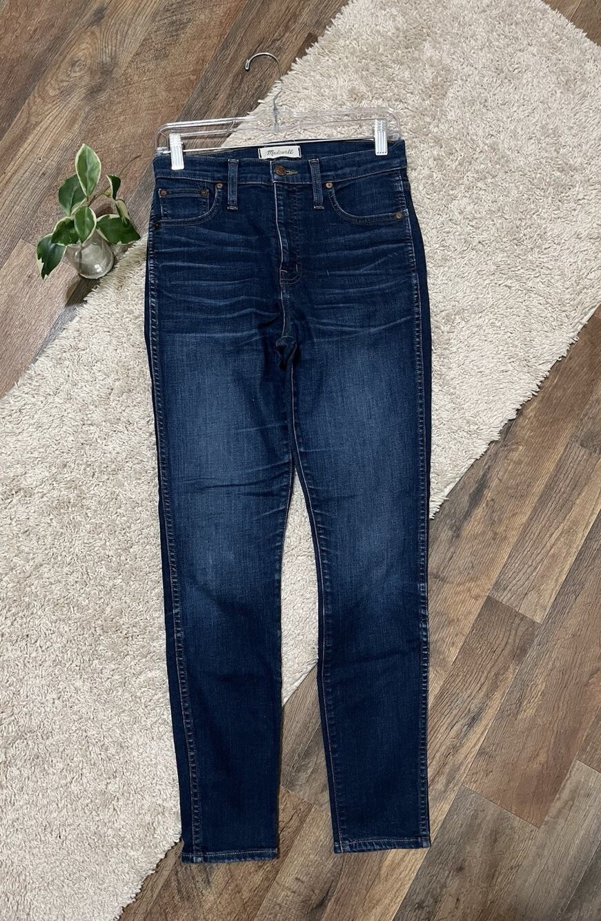 Madewell Size 27 Dark Wash Whiskered 10" High Riser Skinny Skinny Jeans